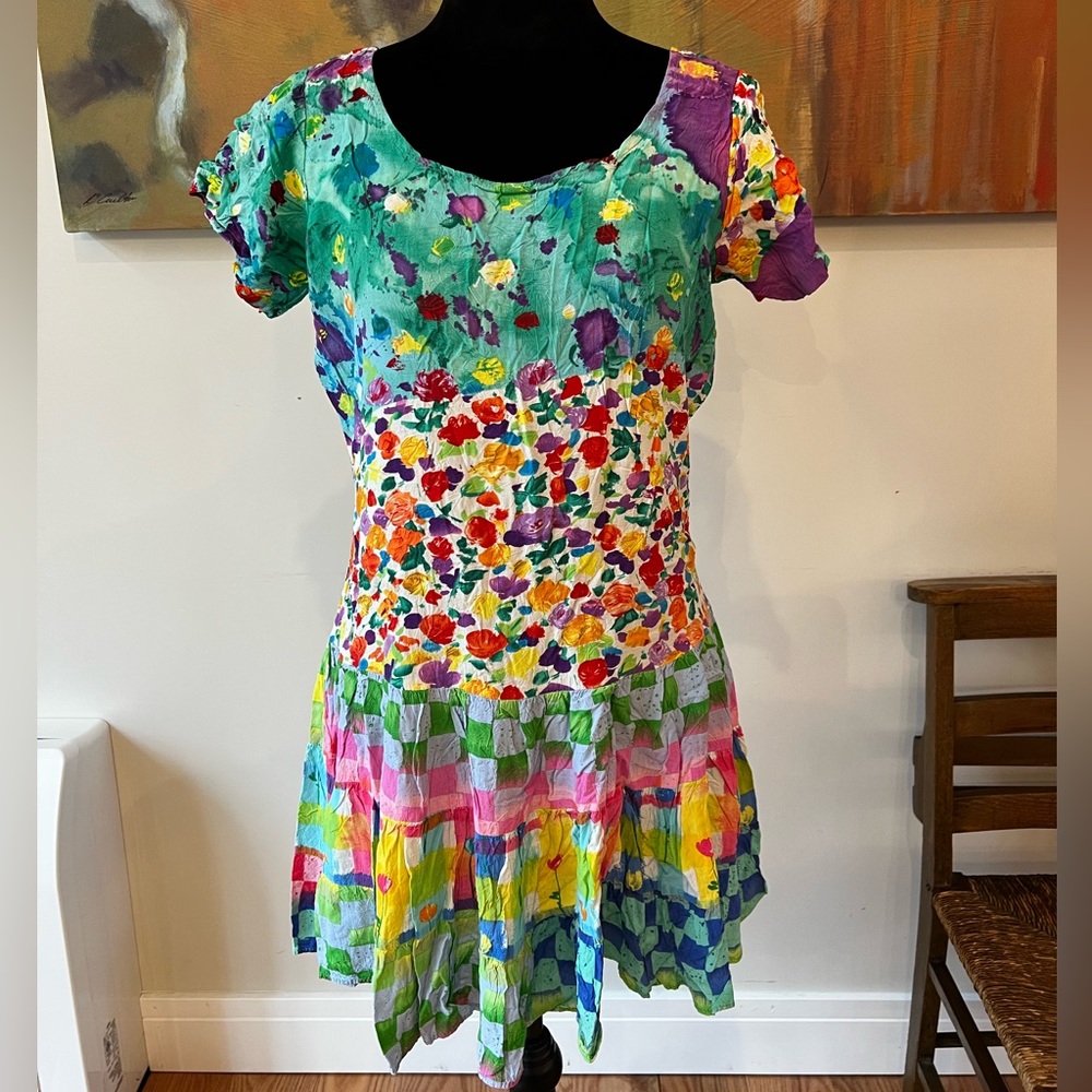 JAMS WORLD Hattie Dress Size Large Unique Print Hawaiian